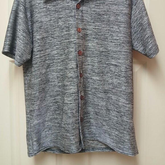 Positano Vintage Men's Silver Black Shiny Disco Buttondown Shirt Size Medium - Picture 2 of 11